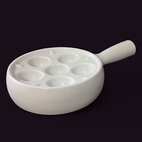 Apilco Escargot Dish Plate Tray France White Porcelain 6 Holes Farmhouse Cottage - Picture 8 of 15